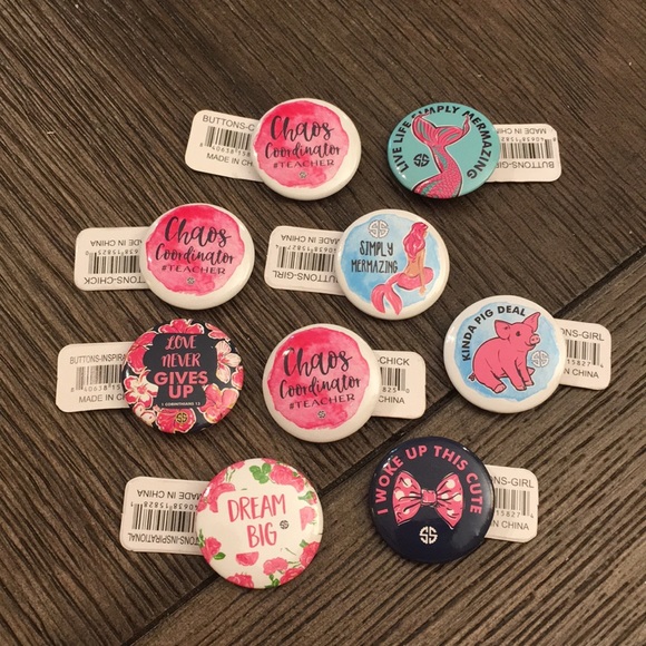 9 Mini Simply Southern Pins Buttons New Set - Picture 2 of 8